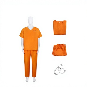 Disfraz de prisionero naranja Haowu con esposas para niños y adultos, cosplay de Halloween, juego de rol - Product Image 1
