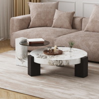 Ensemble de table basse et table d'appoint en marbre et style moderne Voxhome pour le salon