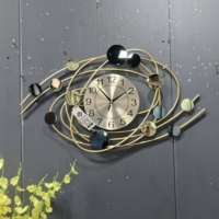 Horloge murale décorative en métal de 71,5x41,5 cm, design moderne et créatif 3D en fer doré, décoration d'intérieur, livraison directe (DDP)