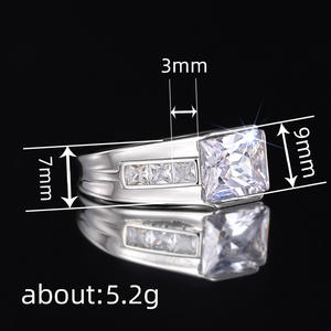 Bague de fiançailles en platine pour femme, diamant naturel taille princesse, couleur D, diamants latéraux T0231 - Product Image 4