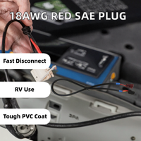 كابل توصيل سريع من نوع SAE أحمر اللون بقطر 18AWG مع موصل ثنائي الأطراف من مادة PVC للسيارات