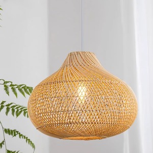 Rattan Pendant <b>Light</b> 40cm 50cm 60cm Diameter Led Round Shape For Hotels Guesthouses Bedroom - Product Image 3