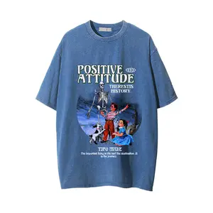 スカルフィギュアプリント半袖Tシャツメンズストリートトレンドウォッシュで古いルーズTシャツに