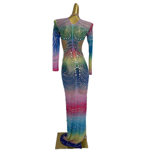 Regenbogen Geburtstags feier Heimkehr Maxi kleid Boden langes Bankett Abendessen Kleid Damen Sexy Bodycon Formal <span class=keywords><strong>Prom</strong></span> Abendkleid - Product Image 4
