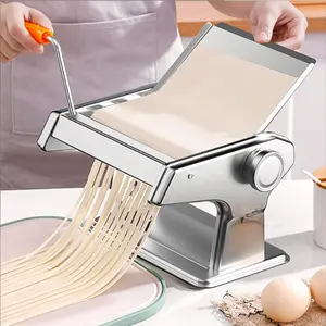 Mesin Pres Mie Manual Komersial Baja Tahan Karat untuk Pasta Lasagna Spaghetti Fettuccine Mesin Pembuat Pasta
