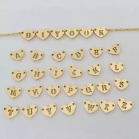 Breloques en forme de cœur avec initiales en lettres alphabétiques, plaquées or, pour la fabrication de bracelets, vente en gros