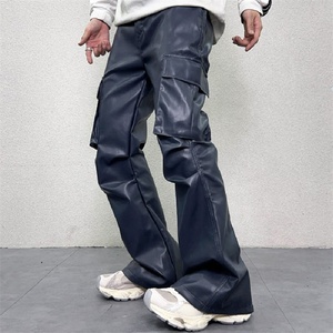 Pantaloni <span class=keywords><strong>larghi</strong></span> da uomo con rivestimento in cera <span class=keywords><strong>Jeans</strong></span> in Denim High Street Streetwear Hip Hop pantaloni <span class=keywords><strong>larghi</strong></span> in <span class=keywords><strong>pelle</strong></span> lavata con grande tasca - Product Image 3