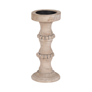 Porte-bougie décoratif en bois, style antique, avec perles, centre de table - Product Image 1