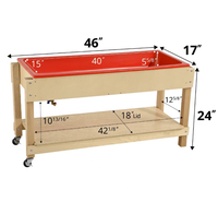 Table de jeu sensoriel moderne Montessori en bois minimaliste mobile à double niveau pour l'eau et le sable, idéale pour la maternelle et la préscolaire