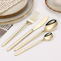 Ensemble de couverts de luxe en or champagne, acier inoxydable de haute qualité, couteau, fourchette, cuillère à grain de bois, pour cadeau de mariage