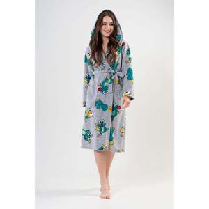 Frogy - Bata larga de lana para mujer, color gris melange, ropa de dormir suave con capucha, ropa informal - Product Image 4