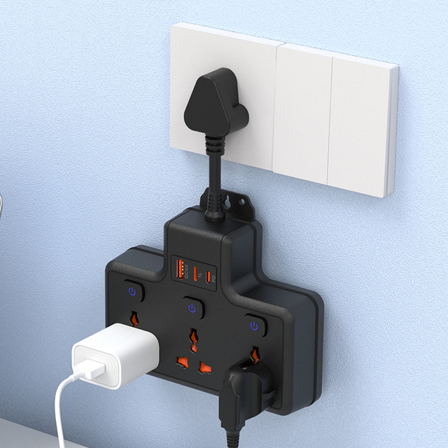 Modern Universal Electric Power Strip Socket Surge Protector Featuring 1 USB Output Ports 3AC Outlets South Africa Plug Standard