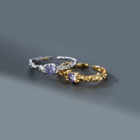 Bague en laiton pour femme avec zircone cubique motif roche volcanique, bague ouverte en laiton à grain métallique