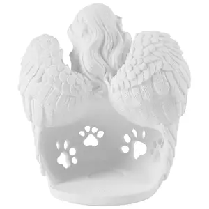 定制树脂魅力纪念宠物雕像天使和狗烛台家居装饰烛台
