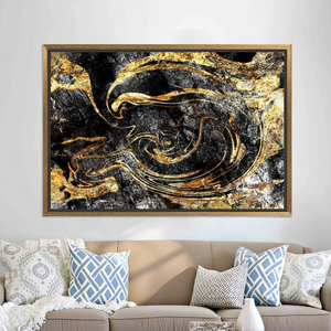 Gold Marble Canvas Wall Art: Shimmery Alcohol Ink Print,GOLD <b>FRAMED</b> CANVAS - Product Image 3