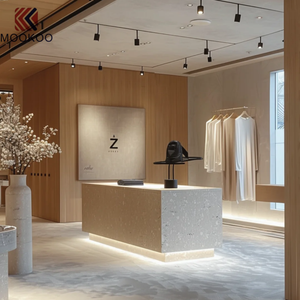 Meuble mural de présentation en bois pour boutique de vêtements, vitrine moderne pour l'affichage de vêtements - Product Image 4