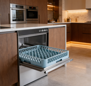 Lavastoviglie Commerciale Scepta a Risciacquo Rapido ad Alta Temperatura con Riscaldamento Elettrico in Acciaio Inox, 40 Cestelli/Ora, 3000-5000W, 1 Anno di Garanzia - Product Image 3