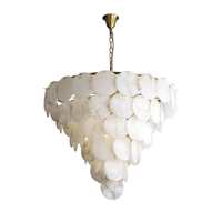 Nouveau style Chinois lustre en cuivre contracté moderne ambiance villa hall escalier droplight chambre salle à manger lampe en marbre