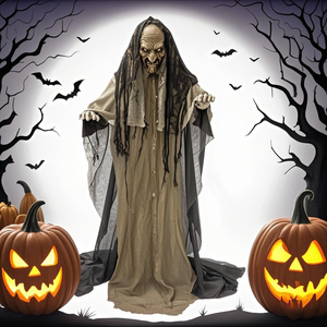 Esqueletos animados de pie de Halloween al por mayor iluminan los ojos accesorios animados con sonido aterrador - Product Image 3