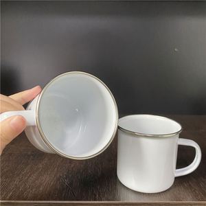 Tasses à eau émaillées blanches pour sublimation DIY, 11oz 12oz, en métal, décoratives pour le camping et les feux de camp, pour impression par transfert thermique - Product Image 2