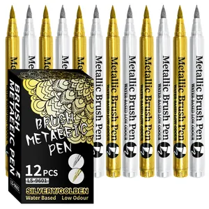 Metallic Brush Marker Pens for Calligraphy, Black Paper, Rock Painting, Scrapbooking, Fabric, Metal, Ceramics, Wine Glass