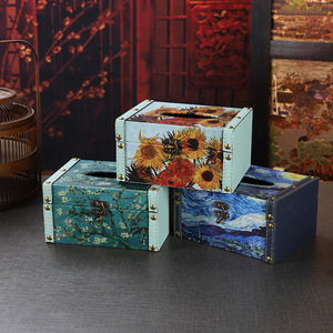 Boîte à mouchoirs en cuir PU 18PU motif tournesol et marguerite, style peinture à l'huile mystique, pour la maison, la voiture, le salon, la salle de bain - Product Image 1