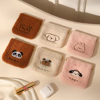 Sac de rangement portable auto-fermant en velours, motif dessin animé mignon, durable, mini sac à maquillage, pochette à rouge à lèvres, porte-monnaie pour femme