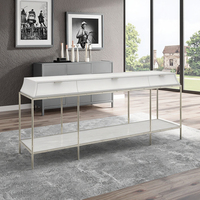 Table console moderne et luxueuse avec élégant panneau de bois et double plateau en marbre Mobilier facile à charme pour la maison et l'hôtel Ensemble de salon