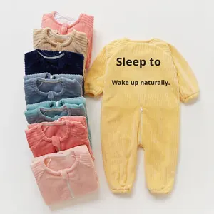 <span class=keywords><strong>Gigoteuse</strong></span> pour bébé, printemps, épaissie, en flanelle, combinaison une pièce, <span class=keywords><strong>polaire</strong></span> corail, <span class=keywords><strong>jambes</strong></span> séparées, anti-coup de pied, fermeture éclair, couverture, 1-3 ans - Product Image 2