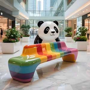 Banc Arc-en-ciel en Forme de Chat Fantaisiste - Chaise d'Attente Fonctionnelle en Matériau GRC Durable et Écologique pour Centres Commerciaux Extérieurs et Parcs - Product Image 4