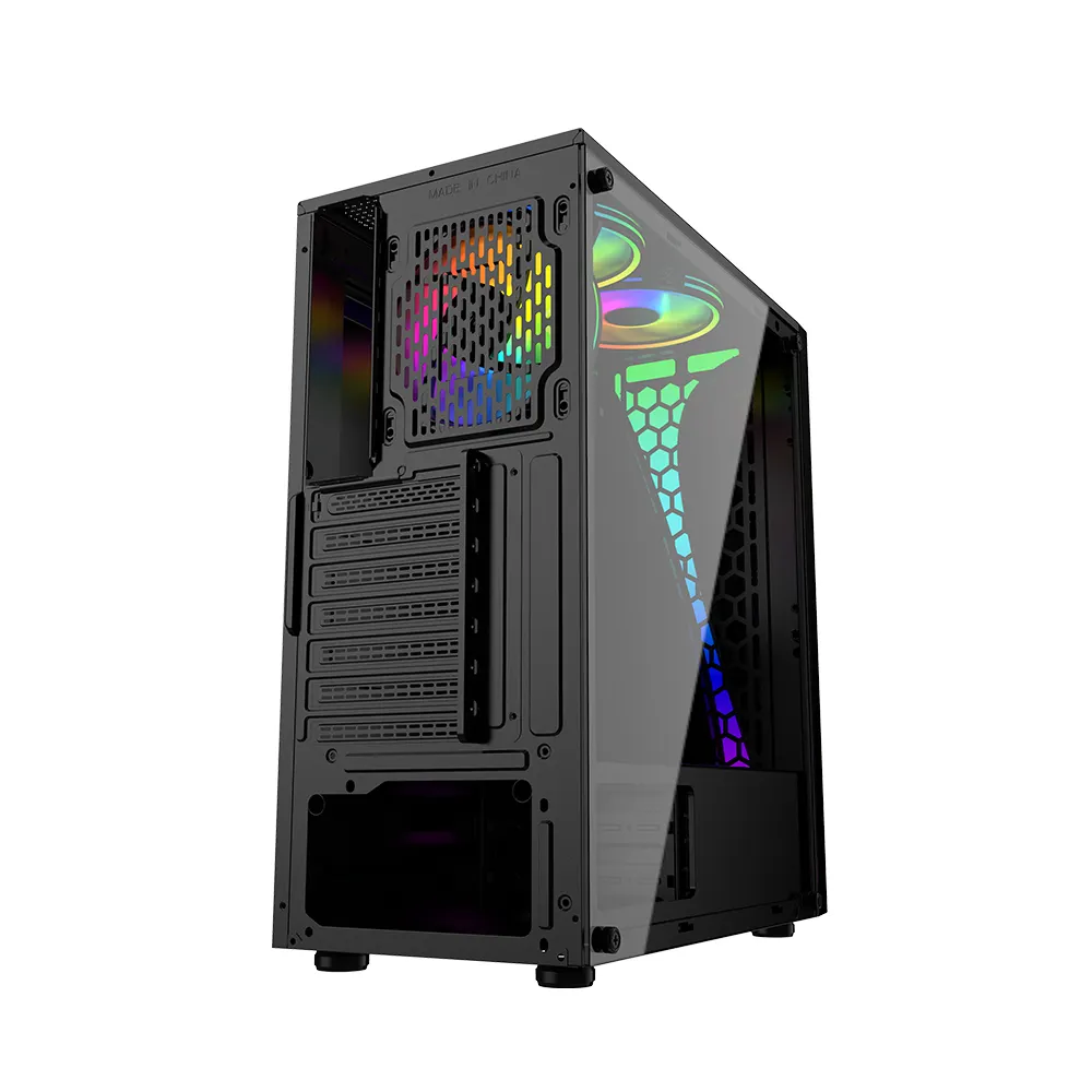 ATX / M-ATX/ ITX Mid tower computer cases & towers compute case gaming with RGB fans & tempered glass pc cases with USB3.0