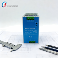Alimentation à découpage industrielle haute efficacité NDR-240-24 240W AC/DC, entrée 85-264V, sortie 24V 10A, montage sur rail DIN simple pour automatisation