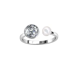 Sterling Silver 925 Premium Austrian Crystal Jewelry Fashion New Creative Open Ring with Crystal and Pearl Destiny Jewellery