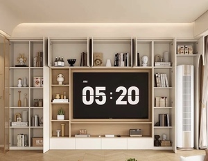 Mobile <span class=keywords><strong>TV</strong></span> Moderno Bianco <span class=keywords><strong>con</strong></span> Ante in Melaminico, Illuminazione <span class=keywords><strong>LED</strong></span>, Mobili per Soggiorno in Legno, Ante in Vetro, per Hotel, Adatto a <span class=keywords><strong>TV</strong></span> da 65+ Pollici - Product Image 5