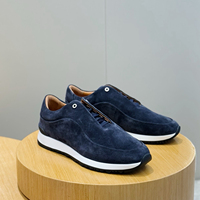 Authentiques baskets italiennes pour hommes en cuir pleine fleur, à lacets, semelle en caoutchouc, design imprimé, sangle élastique, chaussures de marche