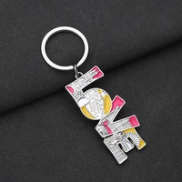 Ensemble de cadenas en forme de cœur avec clé assortie, finition émaillée, pour cadeaux romantiques et souvenirs de mariage