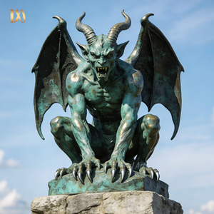 <span class=keywords><strong>Estatua</strong></span> de Gárgola Alada de Bronce, Escultura de Demonio de Bronce Fundido en Posición Agachada para Decoración de Exteriores - Product Image 1