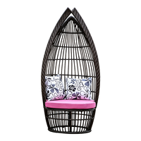 Ensemble de table et chaises d'extérieur moderne en rotin imperméable avec structure métallique, chaise cage à oiseaux, combo trois pièces avec table basse, confortable et durable