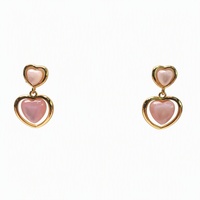 Boucles d'oreilles pendantes en forme de cœur en coquille rose plaquées or 18 carats, bijoux romantiques vintage pour femmes, cadeau en gros