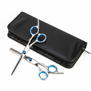 Ensemble de 2 ciseaux de coiffeur professionnels en acier à haute teneur en carbone avec étui en cuir PU pour la coupe de cheveux et l'outil de beauté amincissant - Product Image 1
