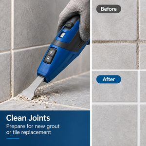 <span class=keywords><strong>Grattoir</strong></span> à joint électrique 250W, outil oscillant pour enlever les joints avec lames en carbure de tungstène, système de verrouillage rapide pour la réparation des carreaux - Product Image 4