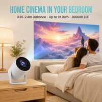 Mini projecteur LCD à courte focale 1080P LED portable 50 ANSI Lumens, rapport de contraste 800:1, rapport 0.6, 0.35, 2.4 mètres, idéal pour chambre à coucher