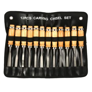 Professional 12 Piece Sharp Woodworking Tools Wood Carving Chisel Set For Beginners