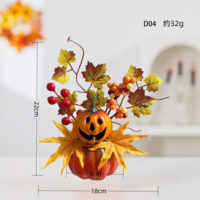 Ensemble de Décorations Artificielles pour Halloween, Thanksgiving et Récolte d'Automne : Feuilles d'Érable et Citrouilles Effet Bulle - Best-seller Transfrontalier