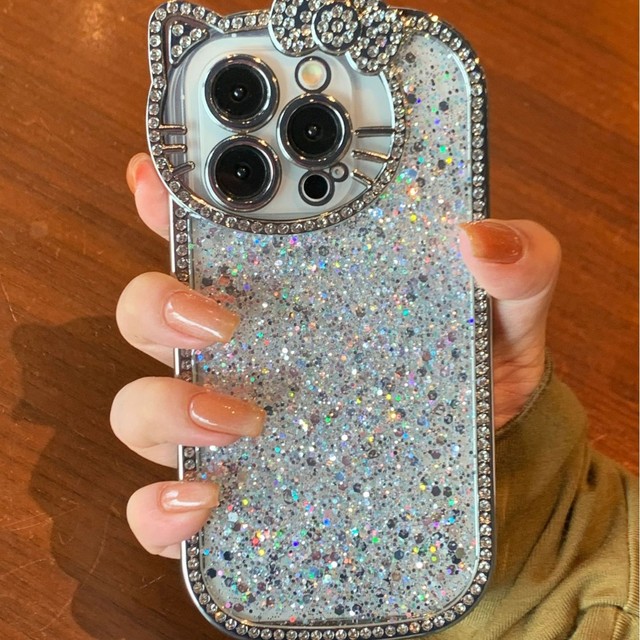 Cute Max Bling Glitter Case Luxury Cute Sparkle Rhinestone Diamond Girly Phone Case for 13 14 15 16 17 Promax Phone Protector