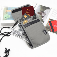 Dompet Perjalanan Grosir Anti-RFID dengan Tali Leher yang Dapat Disesuaikan, Penutup Pelindung ID dengan Ritsleting yang Tahan Lama