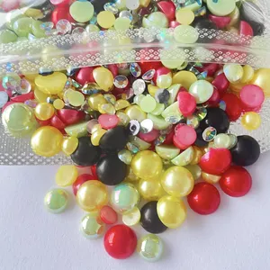 yantuo 150g Hot Selling Wholesale Flat Back Glue On Round Half Beads ABS Mixed Size Pearls For DIY Cup Phone case Decoration