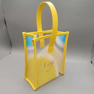 Wholesale clear PVC plastic rainbow hologram shopping tote bag fashion design transparent holographic handle beach bag