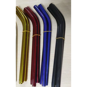Pajitas de aleación de aluminio 6063 curvadas para vasos de té con leche, uso en viajes, acero inoxidable de colores - Product Image 1