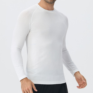 Camiseta Deportiva de Manga Larga para Hombre, Otoño Invierno, Sin Costuras, de Una Pieza, Malla 3D, Secado Rápido, Alta Elasticidad, Top de Fitness - Product Image 4